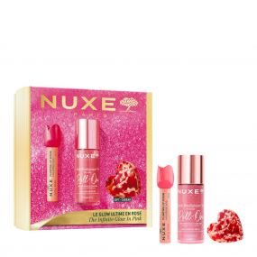 Coffret Le Glow Ultime en Rose Huile Multi-Fonctions, Sérum Lèvres & Pince 