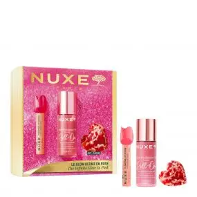 Coffret Le Glow Ultime en Rose Huile Multi-Fonctions, Sérum Lèvres & Pince 