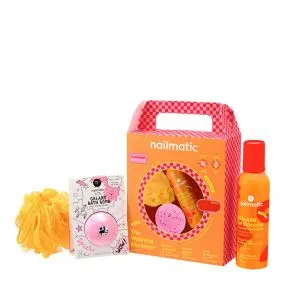 Coffret The Washing Machine Orange Mousse de Douche, Bombe de Bain & Fleur de Douche 