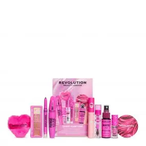 Coffret Candy Glam Look Palette, Mascara, Crayon à Lèvres, Encre à Lèvres, Houpette, Spray Fixateur, Huile à Lèvres, Colle à Sourcils & Miroir 