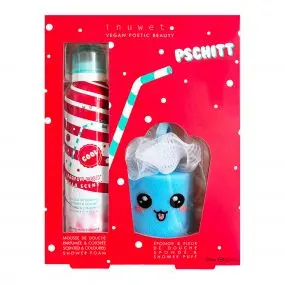 Coffret Bain Pschitt Mousse de Douche, Éponge & Fleur de Douche 