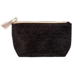 Petite Trousse en Velours Noir Trousse de Toilette 