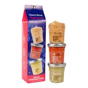 Coffret Trio Gommages Corps Pêche, Fraise & Pomme 