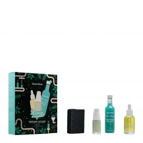 Coffret Homme Blue Lagoon Savon, Granité de Douche, Huile à Barbe & Fluide de Jour 