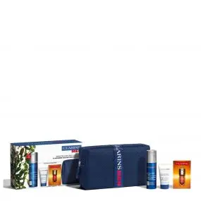 Coffret Essentiels Anti-Âge ClarinsMen Soin, Nettoyant et Sérum Visage & Trousse 