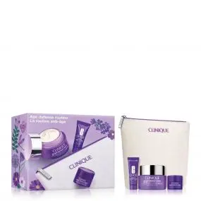Coffret Routine Anti-Âge Crème Jour, Sérum, Crème Yeux & Trousse 
