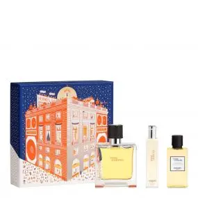 Coffret Terre d'Hermès Parfum 75ml, Gel Douche & Format Voyage 