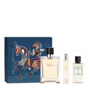 Coffret Terre d'Hermès Eau de Toilette, Lotion Après-Rasage & Format Voyage 