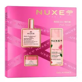 Coffret Rose à L'infini Huile Sèche Multi-Fonctions, Eau Micellaire & Baume à Lèvres 