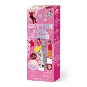 Coffret Glitter Nail Gang Lime à Ongles, Paillettes, Vernis à Ongles, Baume Multi-Usage & Crème Démaquillante Ongles 