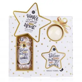 Coffret Winter Magic   Gel Douche, Boule Effervescente & Serviette Magique 