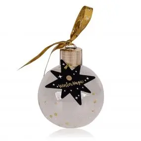 Bain Moussant Boule Transparente à Paillettes et Etoiles, Or Métallique, Blanc Neige Assortis Vanille & Coco 240ml