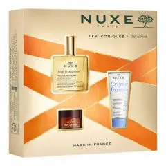 Coffret Iconiques 2023 Huile Prodigieuse, Crème Fraiche & Baume Rêve de Miel 