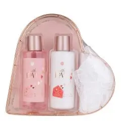 Coffret With Love Gel douche, lotion corps, fleur de douche 