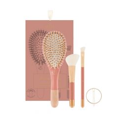 Coffret Les essentiels Terracotta Brosse sanglier/nylon + pinceau blush + pinceau paupières biseauté + barrette ronde + pochette coton 
