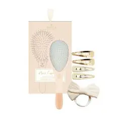 Coffret Mon Kit coiffure Brosse nylon petit format + 4 clic clacs + elastique nœud 