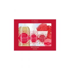 Mon coffret Cœur Sucré Gel Douche, Lait Corps, Crème Mains, Bombe Bain & Fleur Massage 