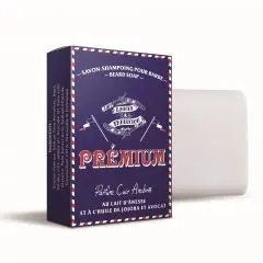 Savon à barbe Premium Savon solide 100 g - Parfum Cuir Ambré 