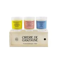 Coffret bois collection Printemps Eté 3 bougies 80grammes 3 bougies de 80 grammes 