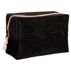 Grande Trousse en Velours Noir Trousse de Toilette 