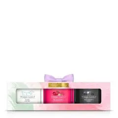 Coffret Original 3 Votives en Verre Coton Frais, Framboise Rouge, Nuit d'été