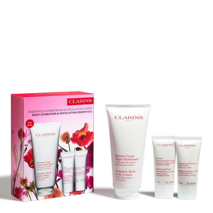 Coffret Essentiels Hydratation & Exfoliation Corps Baume Corps, Crème Mains & Gommage Corps  - Clarins - Soin - Visuel 1