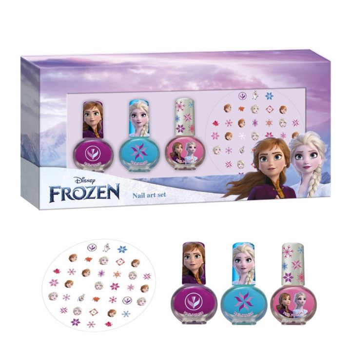 Coffret Reine des Neiges Coffret 3 Vernis & Autocollants pour Ongles  - Disney Produits - Maquillage - Visuel 1