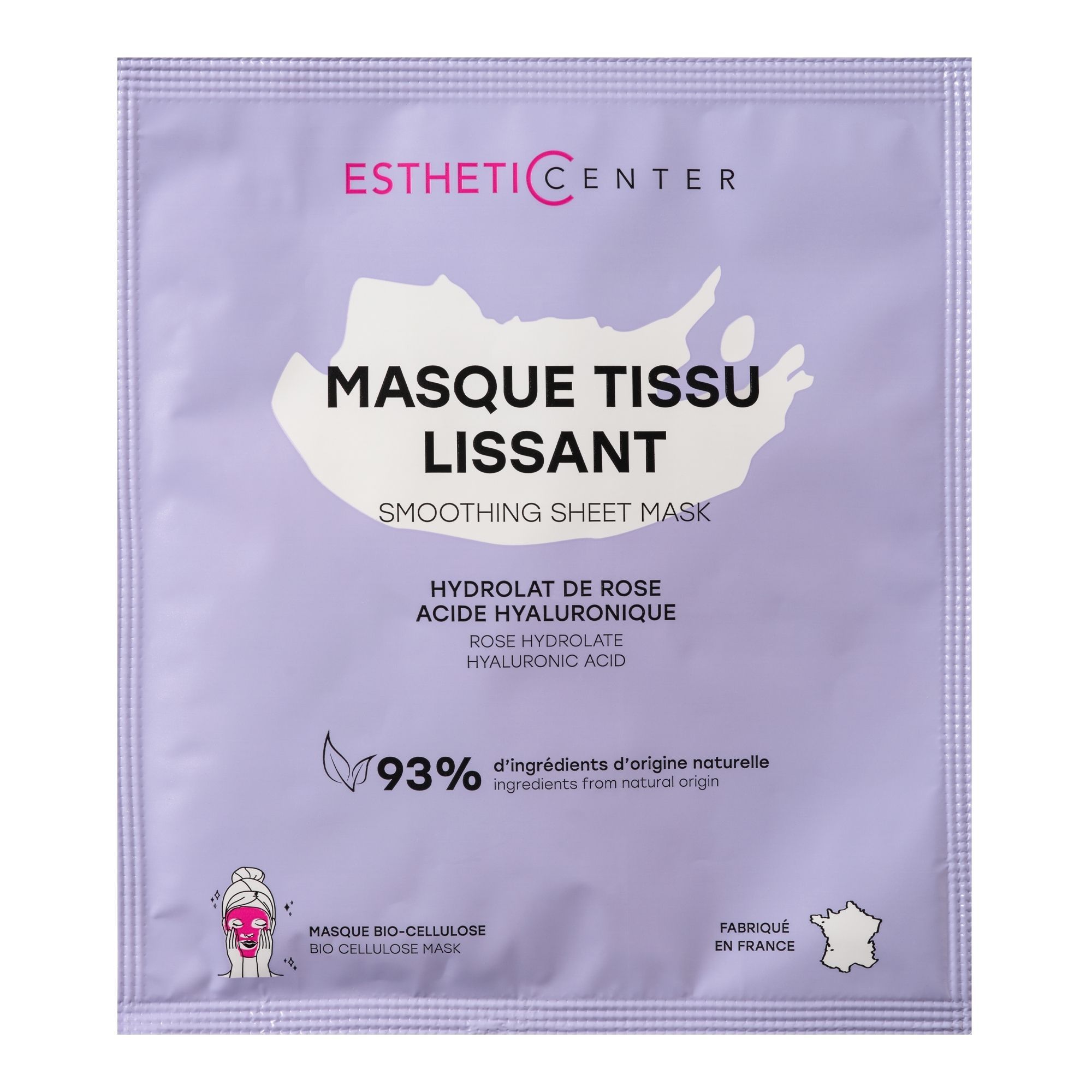 Esthetic Center - Masque Tissu Lissant Hydrolat De Rose & Acide Hyaluronique 16ml