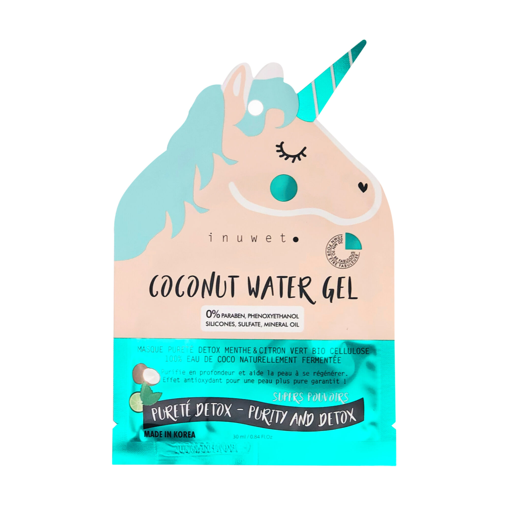 Inuwet - Masque Visage Licorne Biocellulose Masque Pour Le Visage Detox 30 Ml