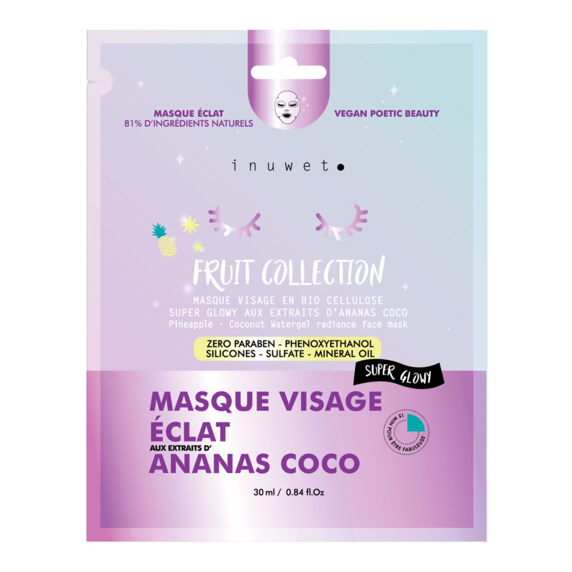 Inuwet - Masque Visage Hydratant Masque Eclat Ananas Coco