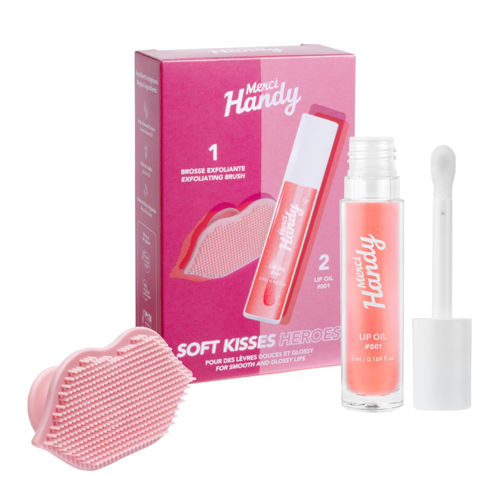 Merci Handy - Kit Soft Kisses Heroes Lip Gloss & Brosse Exfoliante