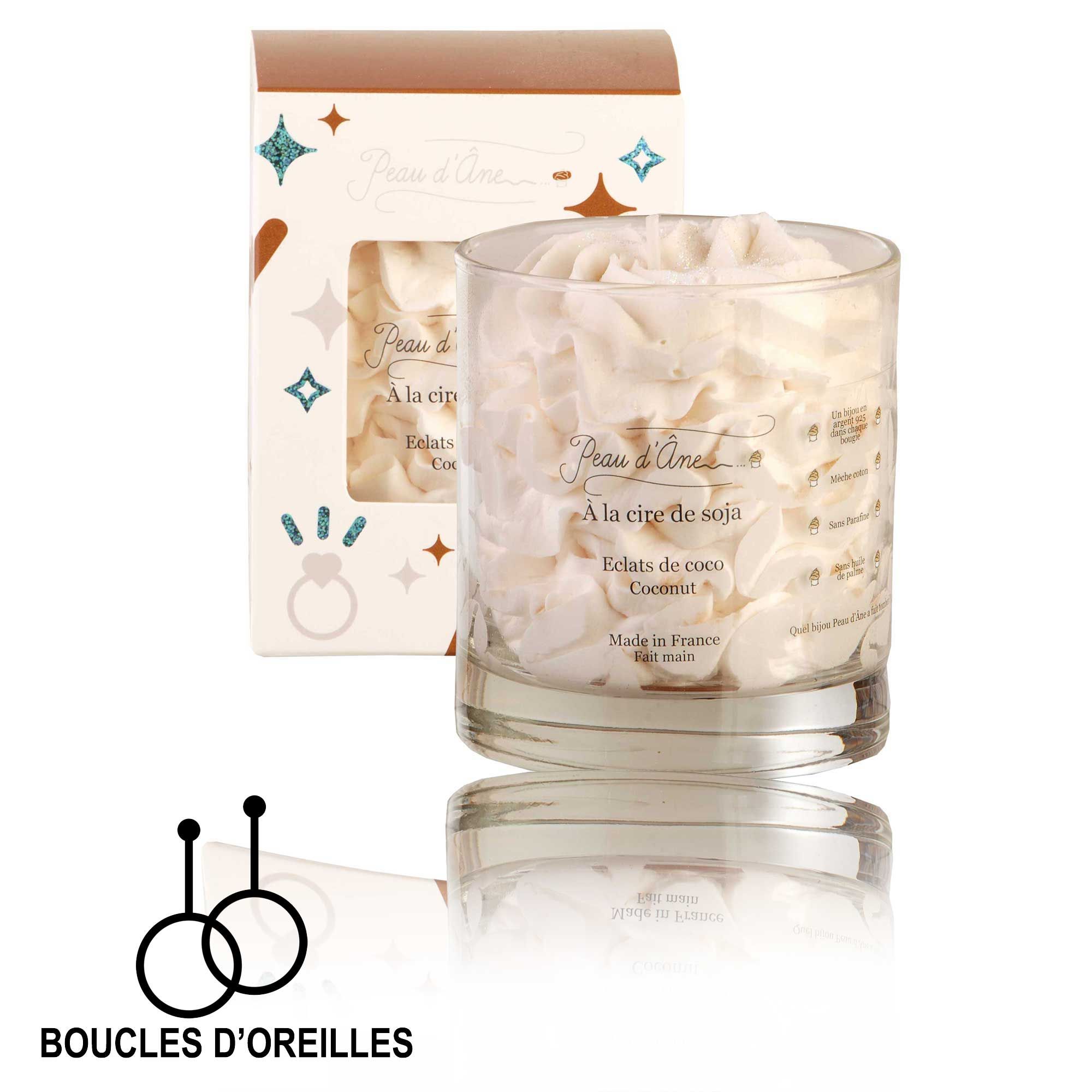 Peau D'ane - Bougie Eclats De Coco Bougie Parfumée Avec Bijou Boucles D$sq$oreilles