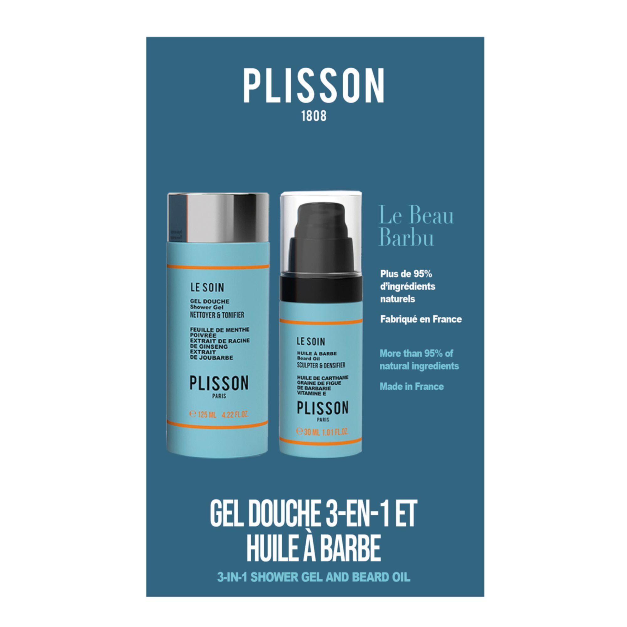 Plisson - Duo Le Beau Barbu Huile À Barbe & Gel Douche 3en1