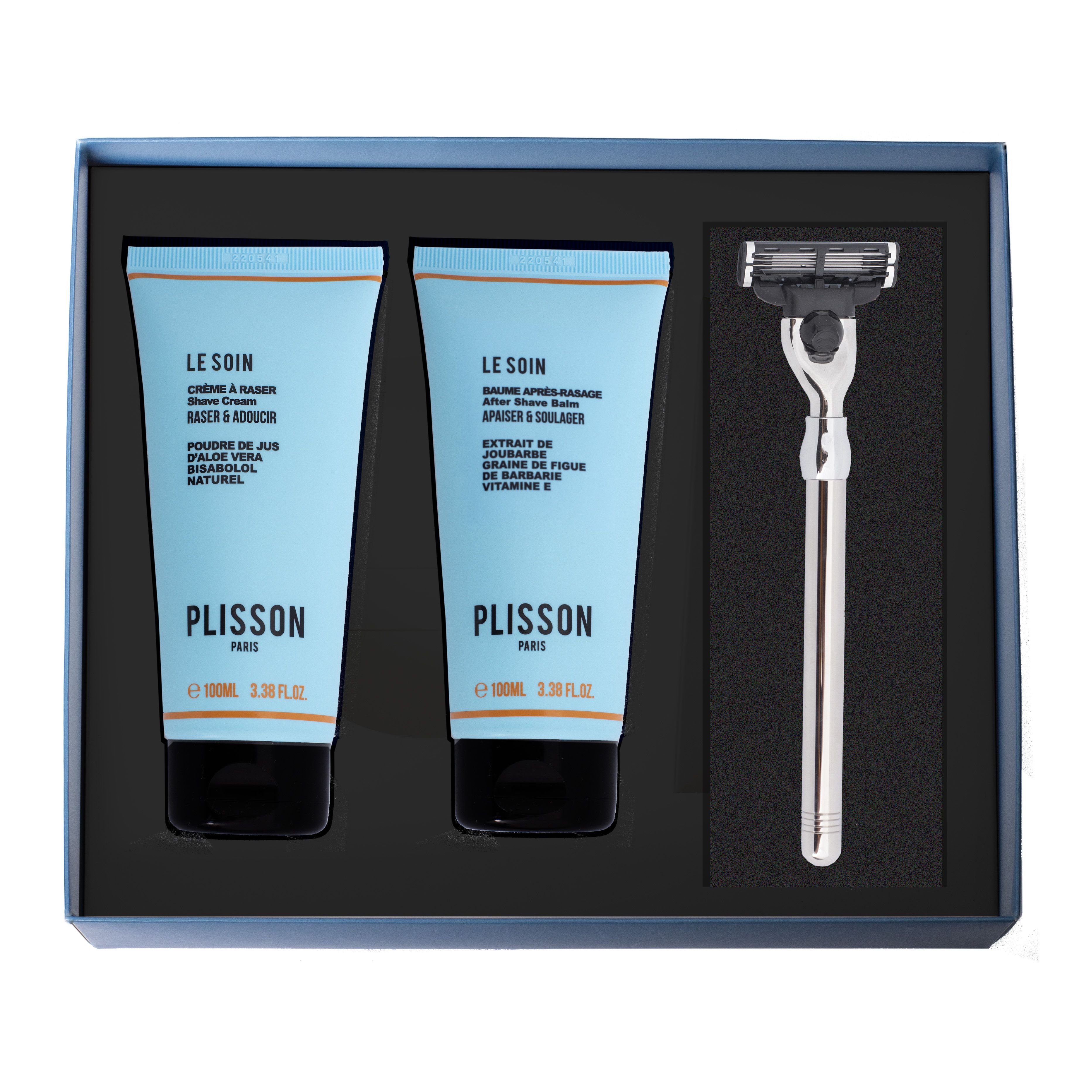 Plisson - Coffret Glabre Rasoir, Crème À Raser & Baume Après-rasage