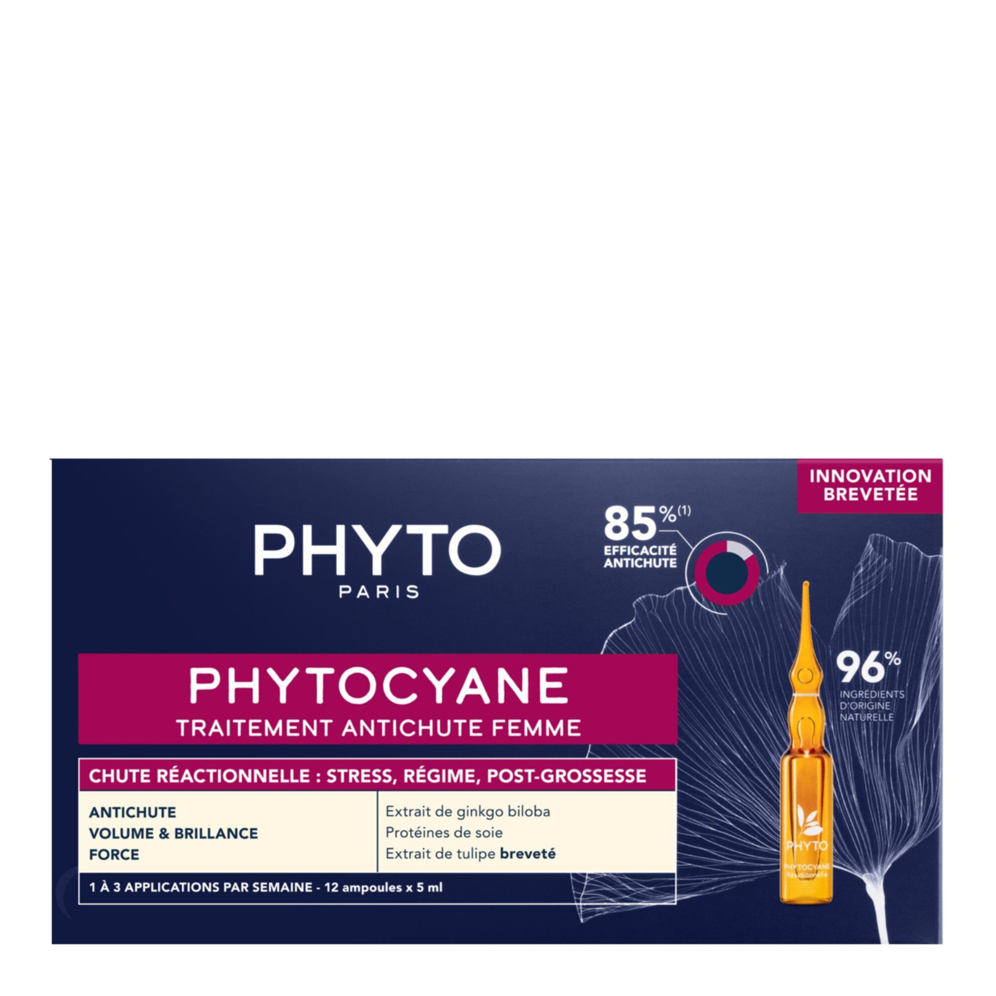 Phyto - Traitement Antichute Femme Chute Réactionnelle - 12 Ampoules X 5ml 60ml
