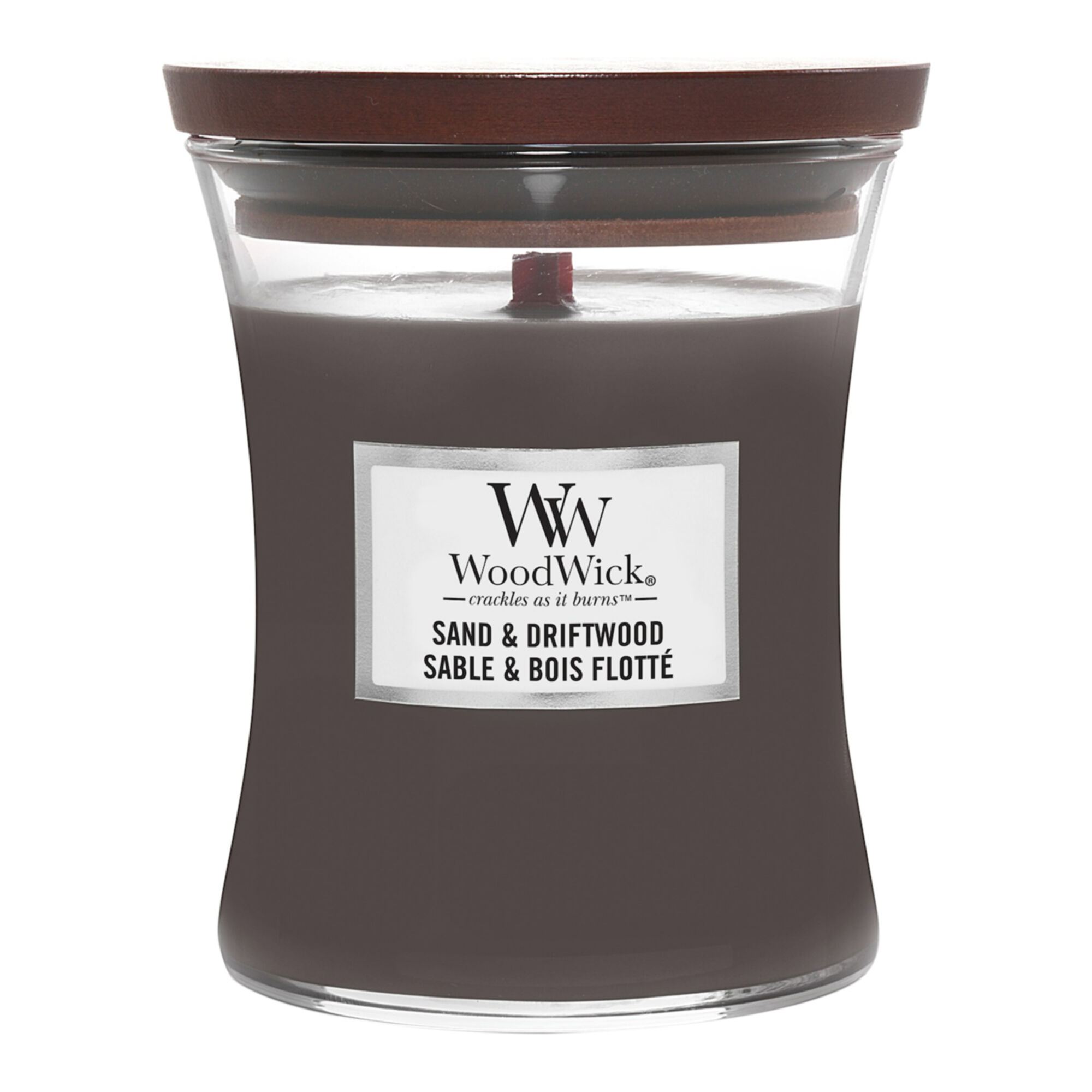 Woodwick - Sable & Bois Flotté Bougie Parfumée Moyenne Jarre