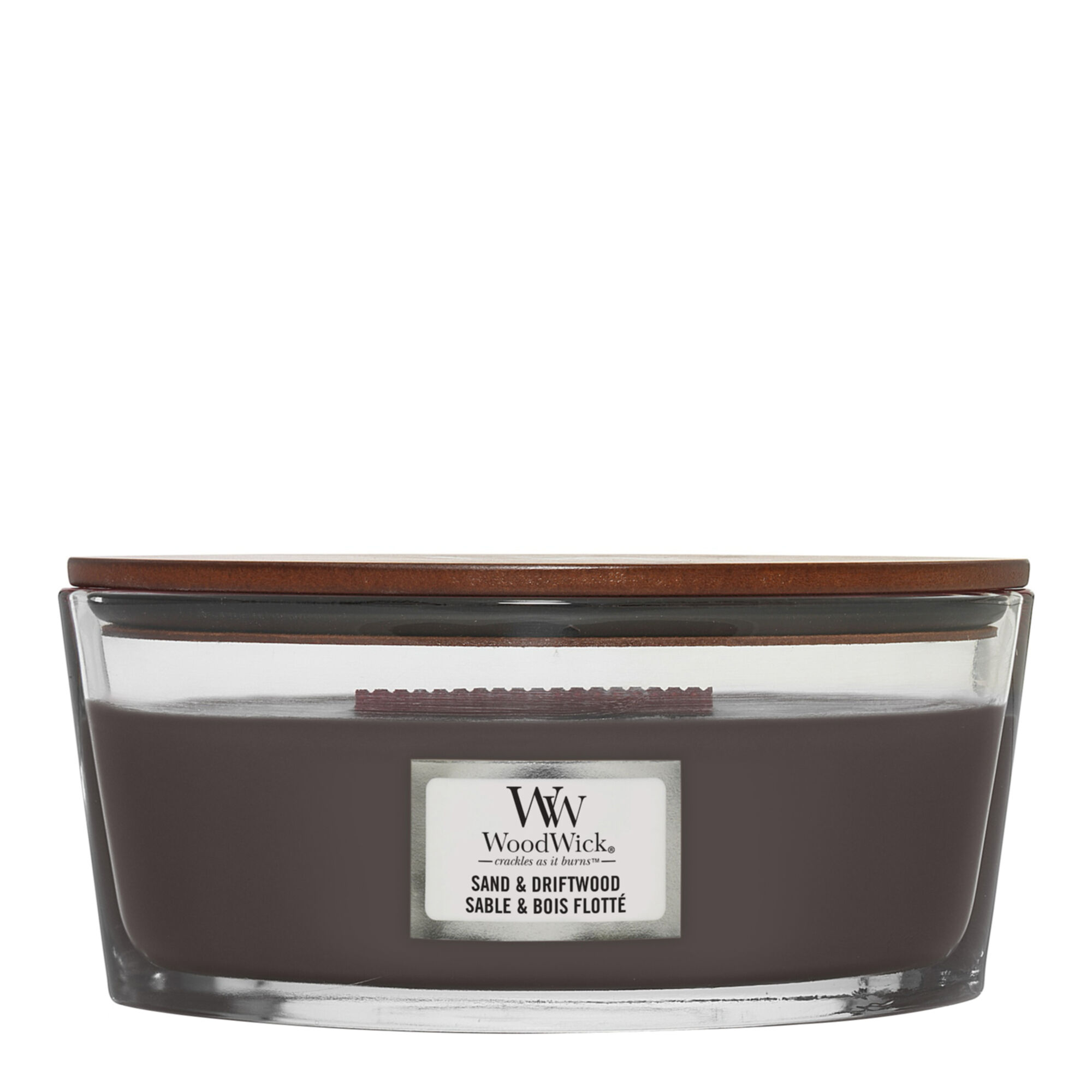 Woodwick - Sable & Bois Flotté Bougie Parfumée Ellipse