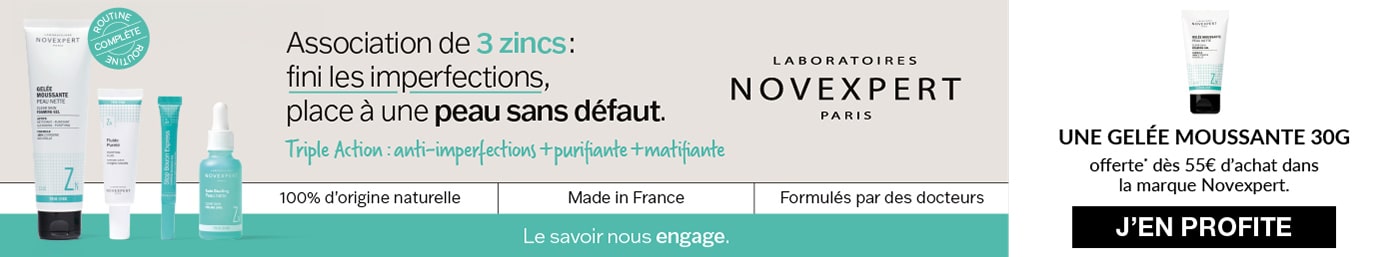 Une gelée moussante 30G offerte des 55€ d'achat dans la marque Novexpert