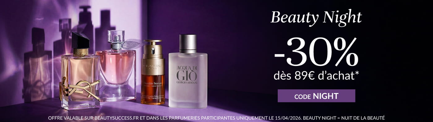 Beauty Night -30% dès 89€ d’achat avec le code NIGHT
