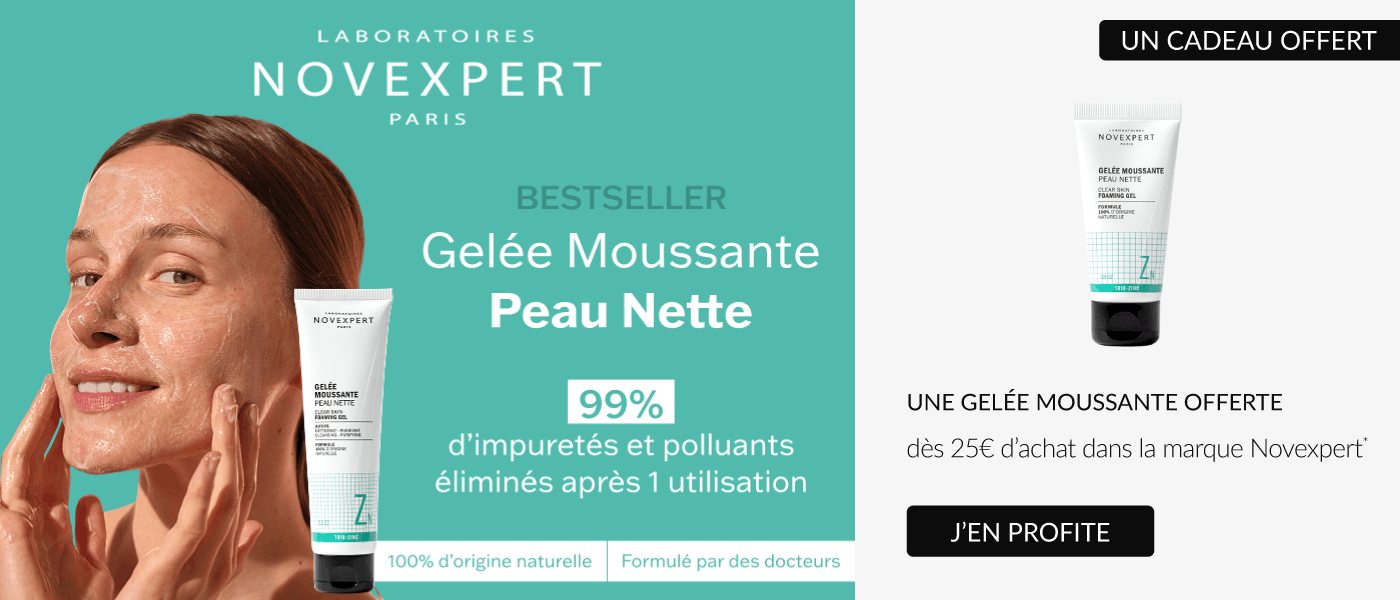 Une gel&eacute;e moussante format voyage offerte d&egrave;s 25&euro; d&rsquo;achat dans la marque Novexpert du 17 au 30 ao&ucirc;t 2026.