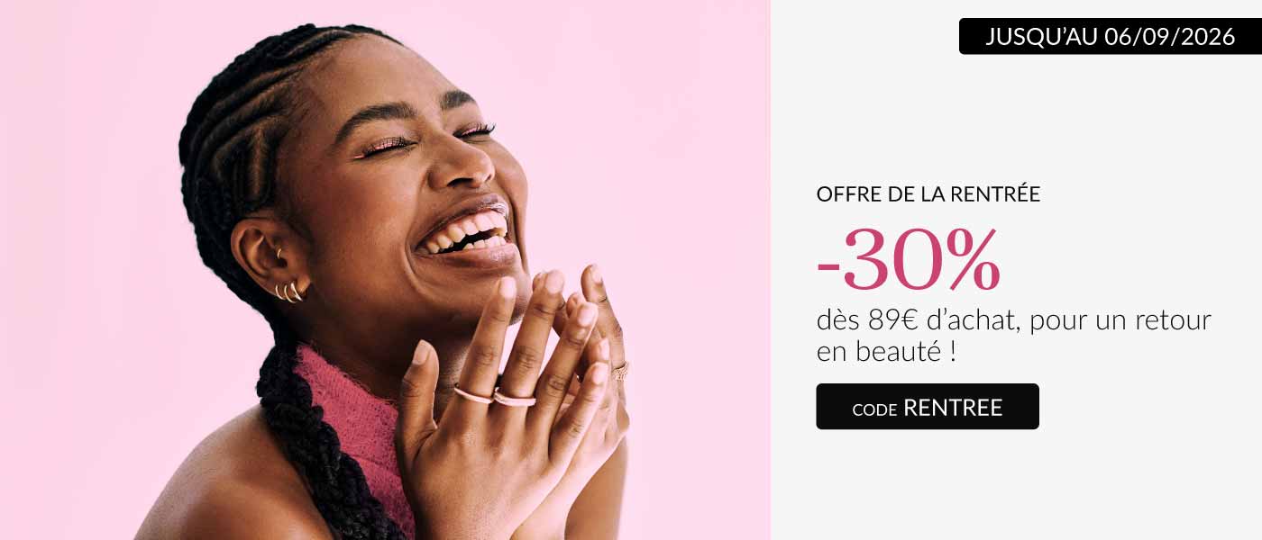 -30%  d&egrave;s 89&euro; d&rsquo;achat, pour un retour en beaut&eacute;, avec le code RENTREE