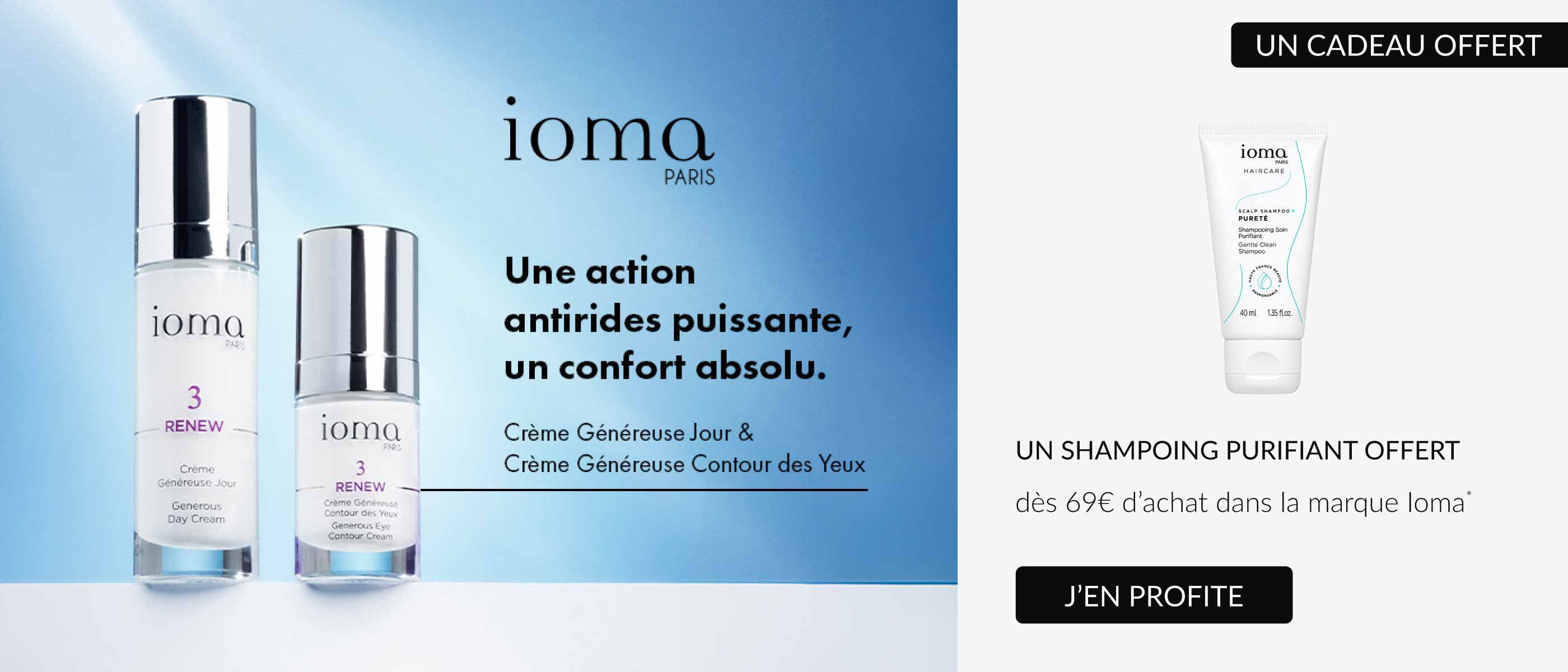 Un Shampoing Soin Purifiant Format Voyage OFFERT d&egrave;s 69&euro; d&rsquo;achat dans la marque IOMA.