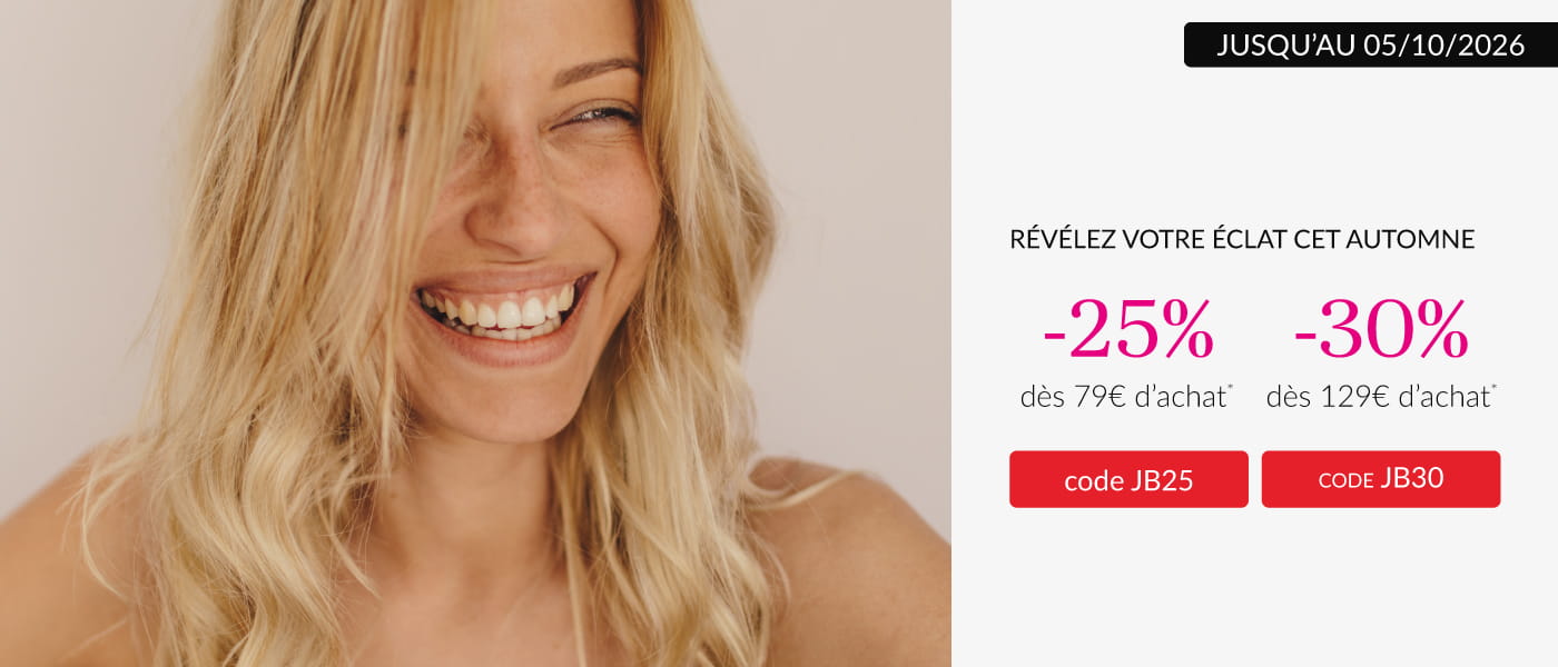 Les Jours beauty : -25% d&egrave;s 79&euro; d'achat avec le code JB25 et -30% d&egrave;s 129&euro; d'achat avec le code JB30
